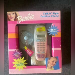 VTG Phone- Barbie Talk N' Style Fashion Phone w/Handsfree Earpiece Pink New Nib